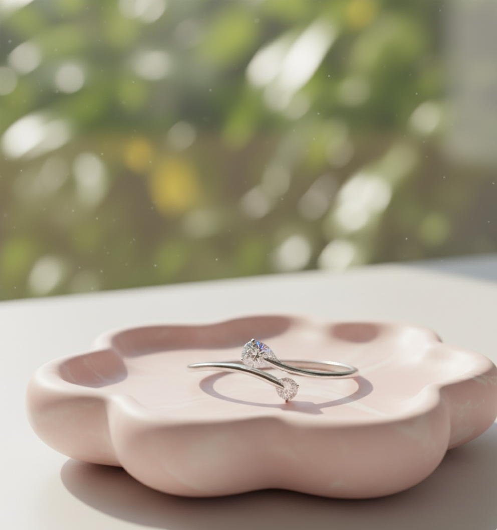 Silver-Toned Stainless Steel Cuff Bracelet with Dual CZ Stones | Anti-Tarnish - Image 4