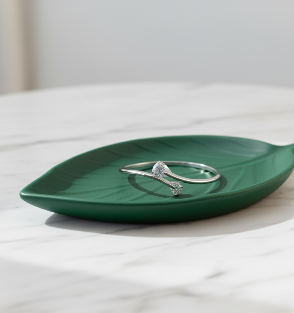 Silver-Toned Stainless Steel Cuff Bracelet with Dual CZ Stones | Anti-Tarnish - Image 6