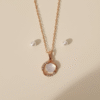Rose Gold Pearl Pendant Necklace with Pearl Stud Earrings | Stainless Steel Anti-Tarnish Set