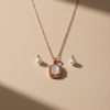 Elegant Pearl Pendant Set – Rose Gold Chain with Classic Pearl Studs