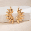 Gold-Plated Half-Flower Stud Earrings-Anti-Tarnish