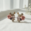Gold-Plated Bird & Flower Stud Earrings for Women – Pink & Clear Crystal Stylish Studs