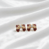 Gold-Plated Red Bow Stud Earrings with CZ Stone – Elegant Enamel Designer Studs