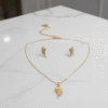 Gold-Plated Angel Wing Pendant Necklace with Matching Earrings | Anti-Tarnish Stainless Steel Set